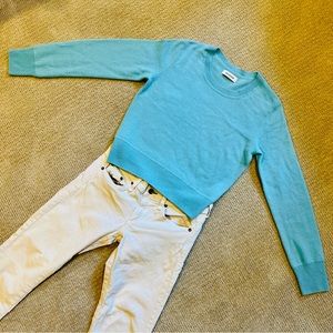 NAADAM long sleeve crop cashmere pullover sweater in light blue, size XS. ❄️